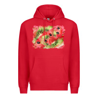 Red watermelon strawberry kiwi background Premium Hoodie - BarkalooDesign