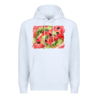 White watermelon strawberry kiwi background Premium Hoodie - BarkalooDesign