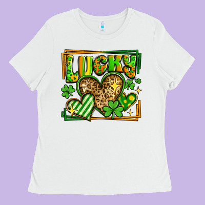 Lucky St Patricks Day Hearts Ladies Tee Designed By Lillyallendesigns
