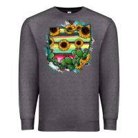 Charcoal Heather Ohio Map Sunflower Cactus Serape Premium Sweatshirt - RanaPortraitStore