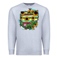Heather Grey Ohio Map Sunflower Cactus Serape Premium Sweatshirt - RanaPortraitStore