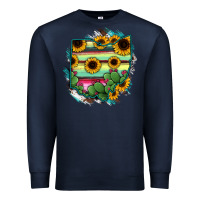 Navy Ohio Map Sunflower Cactus Serape Premium Sweatshirt - RanaPortraitStore