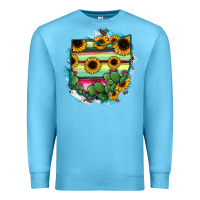 Ocean Blue Ohio Map Sunflower Cactus Serape Premium Sweatshirt - RanaPortraitStore