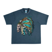 Midnight Navy western indian headdress with skull Urban Heavy Tee - RanaPortraitStore