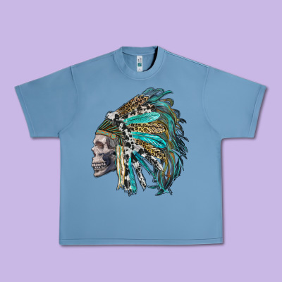 Western Indian Headdress With Skull Urban Heavy Tee Designed By Ranaportraitstore