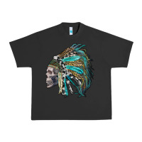 Pigment Black western indian headdress with skull Urban Heavy Tee - RanaPortraitStore