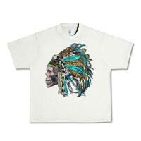 Pistachio western indian headdress with skull Urban Heavy Tee - RanaPortraitStore