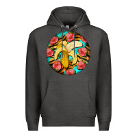 Charcoal Heather banana and strawberries with tiger pattern Premium Hoodie - BarkalooDesign