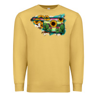 Antique Gold Oklahoma Map Sunflower Cactus Serape Premium Sweatshirt - RanaPortraitStore