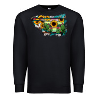 Black Oklahoma Map Sunflower Cactus Serape Premium Sweatshirt - RanaPortraitStore