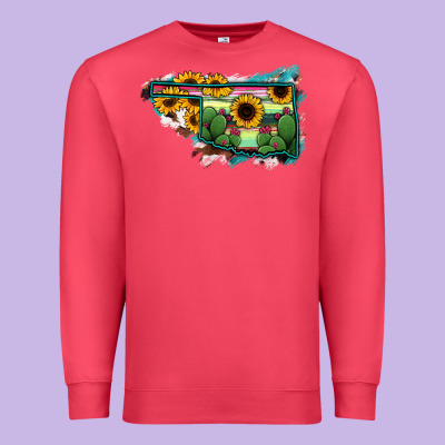 Oklahoma Map Sunflower Cactus Serape Premium Sweatshirt Designed By Ranaportraitstore