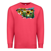Cardinal Oklahoma Map Sunflower Cactus Serape Premium Sweatshirt - RanaPortraitStore