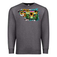 Charcoal Heather Oklahoma Map Sunflower Cactus Serape Premium Sweatshirt - RanaPortraitStore
