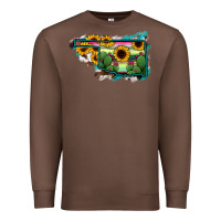 Chestnut Oklahoma Map Sunflower Cactus Serape Premium Sweatshirt - RanaPortraitStore