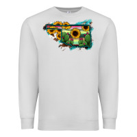 Dove Grey Oklahoma Map Sunflower Cactus Serape Premium Sweatshirt - RanaPortraitStore