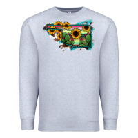 Heather Grey Oklahoma Map Sunflower Cactus Serape Premium Sweatshirt - RanaPortraitStore