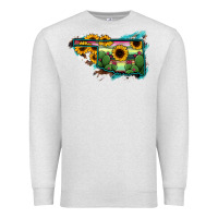 Oatmeal Heather Oklahoma Map Sunflower Cactus Serape Premium Sweatshirt - RanaPortraitStore