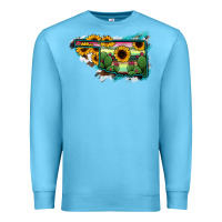 Ocean Blue Oklahoma Map Sunflower Cactus Serape Premium Sweatshirt - RanaPortraitStore