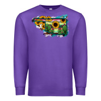 Purple Oklahoma Map Sunflower Cactus Serape Premium Sweatshirt - RanaPortraitStore