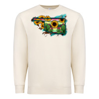 Sandshell Oklahoma Map Sunflower Cactus Serape Premium Sweatshirt - RanaPortraitStore