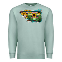 Seafoam Oklahoma Map Sunflower Cactus Serape Premium Sweatshirt - RanaPortraitStore