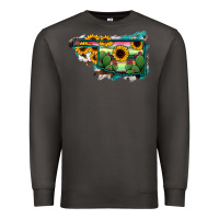 Smoke Oklahoma Map Sunflower Cactus Serape Premium Sweatshirt - RanaPortraitStore