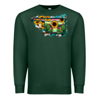 Sports Green Oklahoma Map Sunflower Cactus Serape Premium Sweatshirt - RanaPortraitStore
