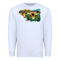 White Oklahoma Map Sunflower Cactus Serape Premium Sweatshirt - RanaPortraitStore