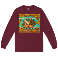 Burgundy Fall coop animals pumpkin Long Sleeve Tee - Artiststas