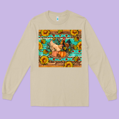 Fall Coop Animals Pumpkin Long Sleeve Tee Designed By Artiststas