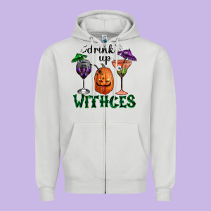 Drink Up Withces Halloween Zipper Hoodie Designed By Ranaportraitstore