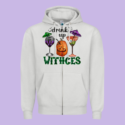 Drink Up Withces Halloween Zipper Hoodie Designed By Ranaportraitstore