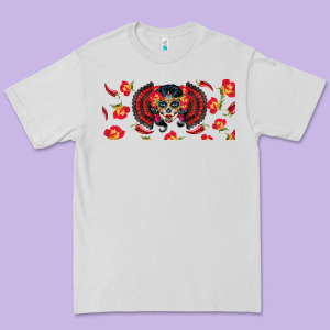 Sugar Skull Rose Libbey Glass Premium Tee Designed By Bundleandbundleshop