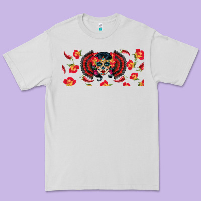 Sugar Skull Rose Libbey Glass Premium Tee Designed By Bundleandbundleshop
