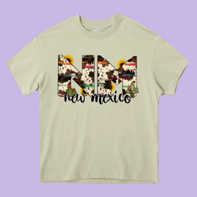 New Mexico State Cowhide Serape Cactus Heavy Core Tee Designed By Ranaportraitstore