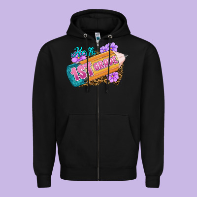 Hello 1st Grade Zipper Hoodie Designed By Ranaportraitstore
