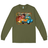 Army Green Farm Life Fall Barn And Truck Long Sleeve Tee - Artiststas
