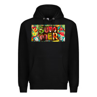Black summer with fruits license plate Premium Hoodie - BarkalooDesign