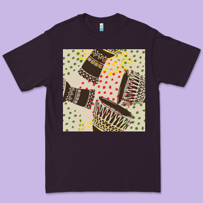 African Drum Seamless Pattern Premium Tee Designed By Bundleandbundleshop