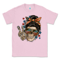 Bubblegum Pink American Mother skull Classic Tee - FaDigitalArtStudio