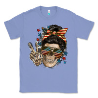 Colony Blue American Mother skull Classic Tee - FaDigitalArtStudio