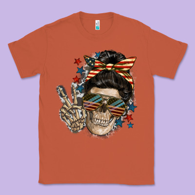 American Mother Skull Classic Tee Designed By Fadigitalartstudio