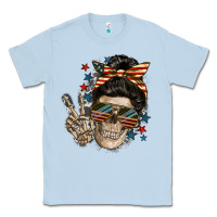 Dusty Blue American Mother skull Classic Tee - FaDigitalArtStudio