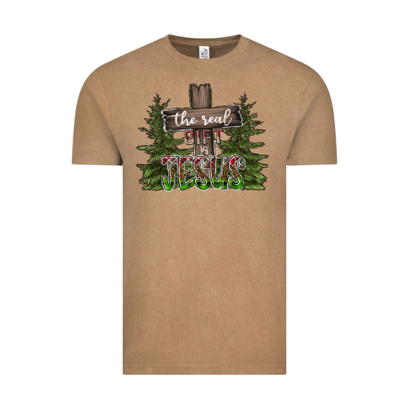 The Real Gift Is Jesus Vintage Tee by CowhideDigitalArt | Teevron