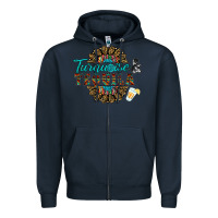 Navy turquoise gemstone and taquila Zipper Hoodie - RanaPortraitStore
