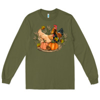 Army Green fall coop animals pumpkin Long Sleeve Tee - Artiststas
