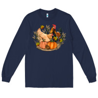 Navy fall coop animals pumpkin Long Sleeve Tee - Artiststas