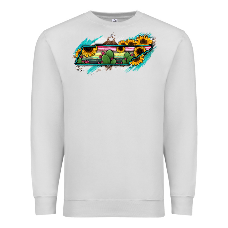 Tennessee Map Sunflower Cactus Serape Premium Sweatshirt by RanaPortraitStore | Teevron