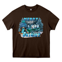 Chocolate Brown merry and bright Heavy Core Tee - FaDigitalArtStudio