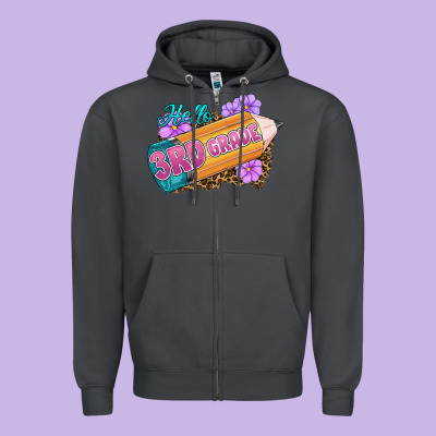 Hello 3rd Grade Zipper Hoodie Designed By Ranaportraitstore